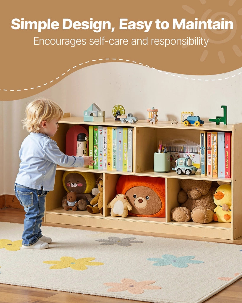 Mobiletto Portaoggetti e Portagiocattoli con 5 Scomparti in Legno Marrone, Scaffale Salvaspazio per Camera da Letto 1140 x 300 x 610 mm