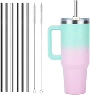 Riettes di acciaio inox 6 pezzi - Extra larghe 1 cm e 30 cm lunghe - Riettes di acciaio inox riciclabili con 2 setole di pulizia - Sostenibili - Ideali per smoothies e milkshakes - Ecocompatibili - Lavabili.