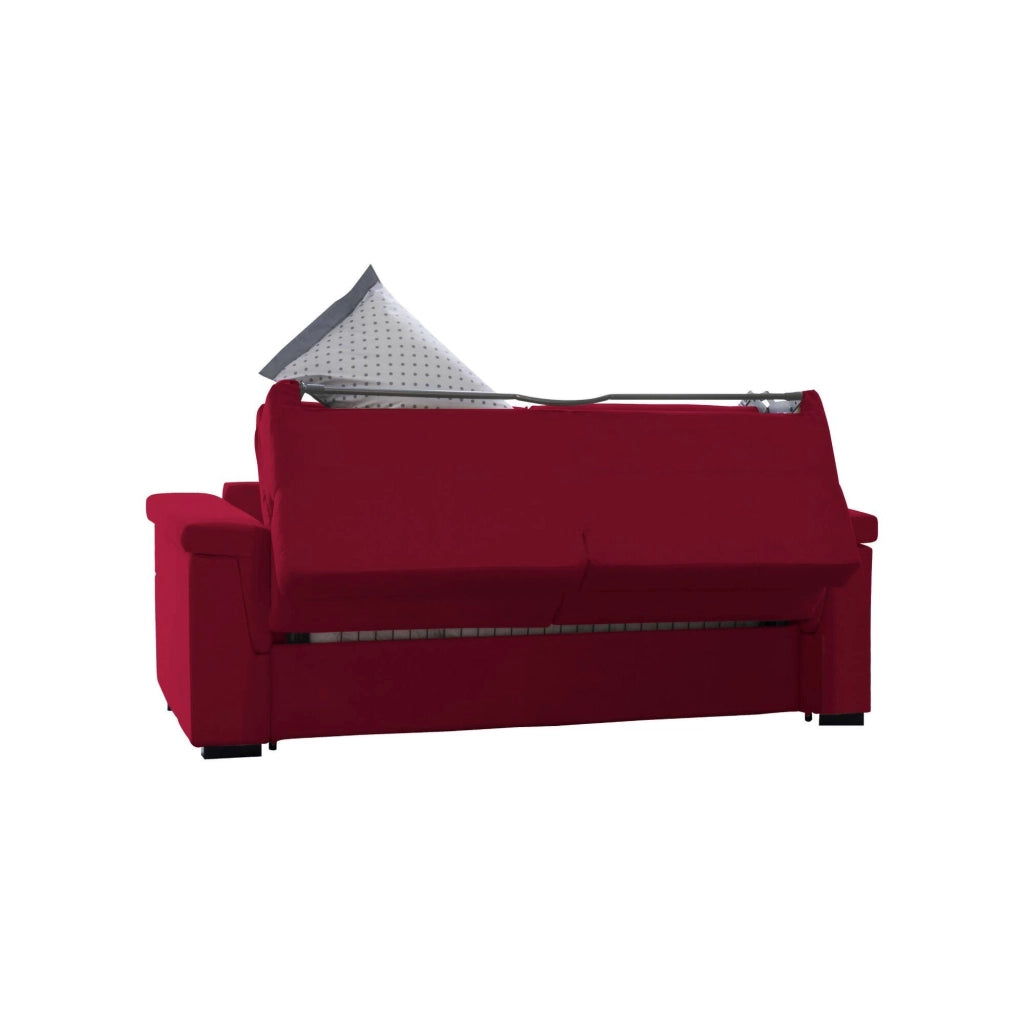 Brusasco, Divano Letto 2 Posti Sfoderabile Made in Italy, 205x95 cm Rosso