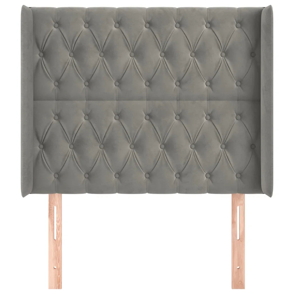 Testiera | Testata ad Orecchio Grigio Chiaro 93x16x118/128 cm in Velluto