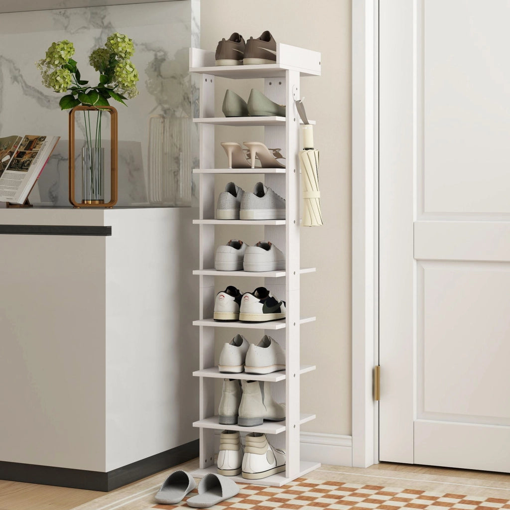 Scarpiere a 9 livelli con ripiano superiore e 2 ganci ¨C Minimal ¨C bianco 30x30x128,4cm