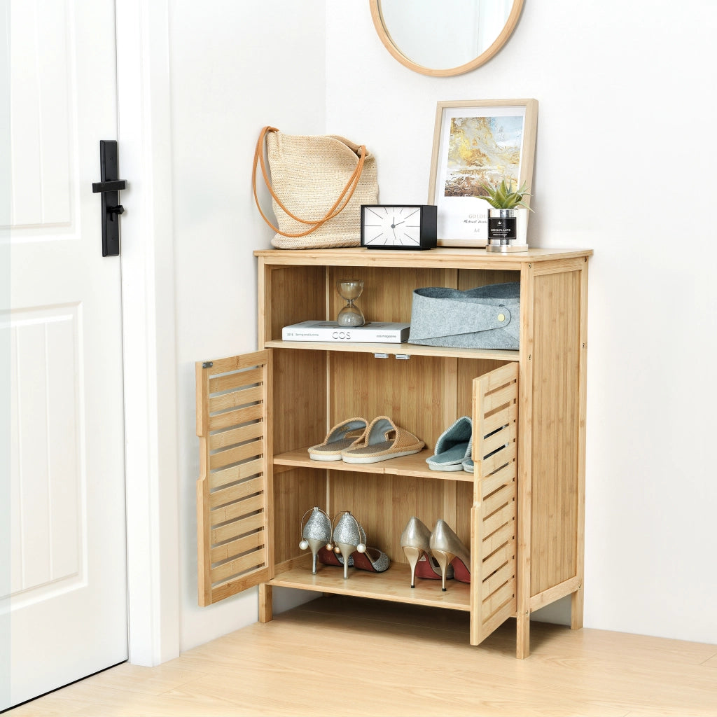 Mobile da Terra Eslöv a 2 Ante (AxLxP) 81 x 66 x 31 cm - Bambù Naturale [en.casa]