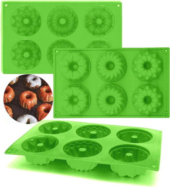Forme per Cupcake e Donuts in Silicone - 3 Pezzi Resistente al Calore e Antiaderente