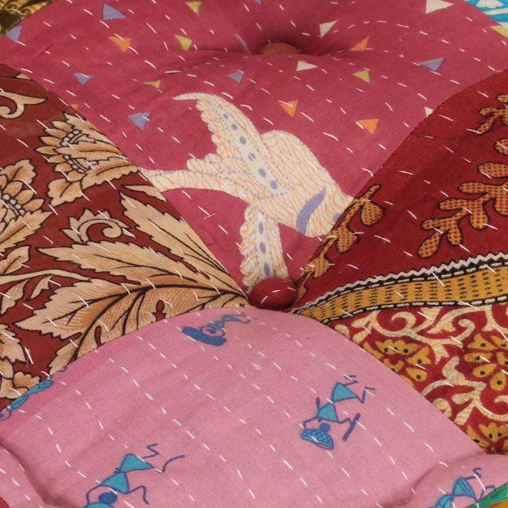 Pouf Modulare con Cuscino in Tessuto Patchwork 350377