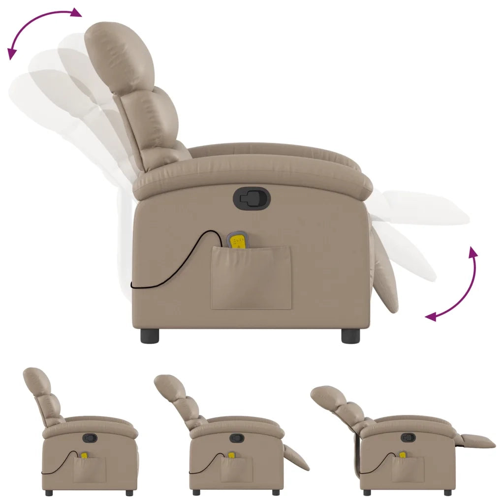 Poltrona Massaggiante | Sedia Relax Reclinabile cappuccino in Similpelle