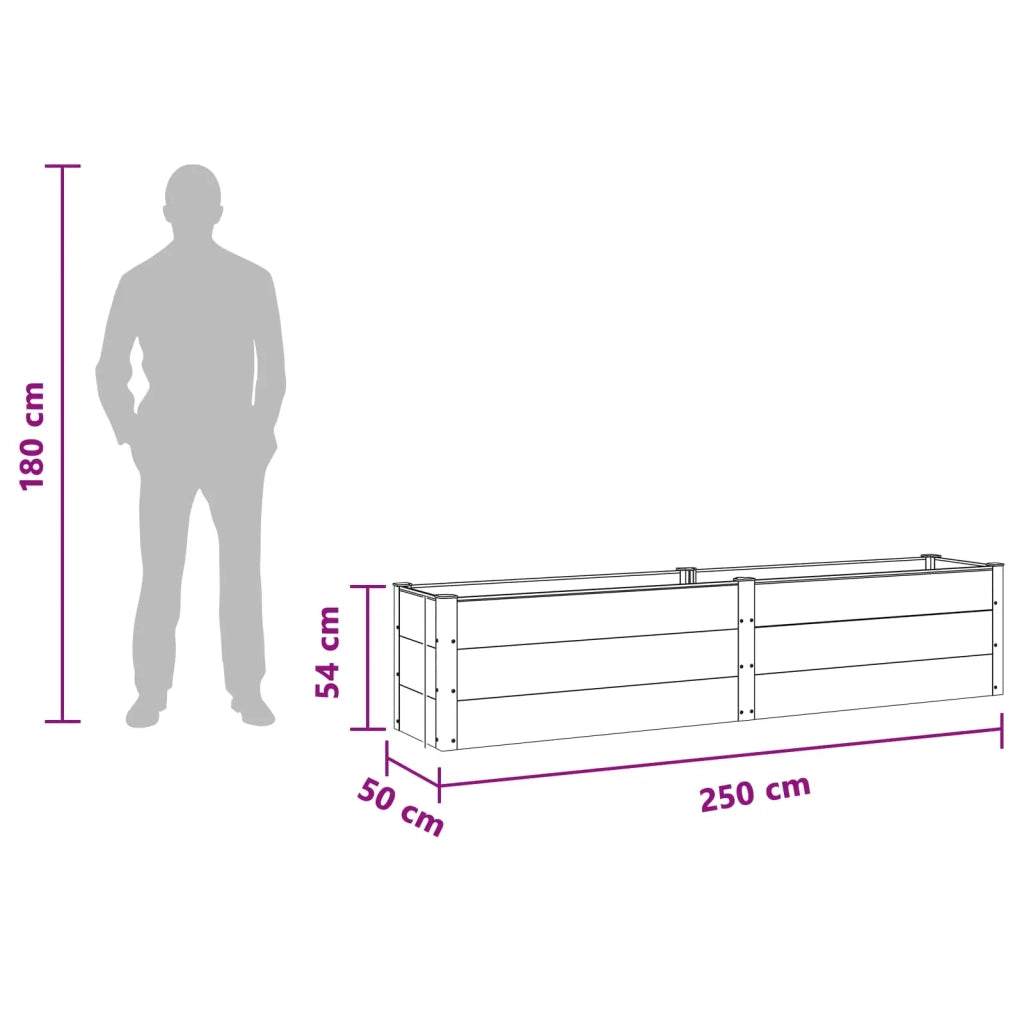 Letto rialzato da giardino Marrone 250 x 50 x 54 cm 42039008