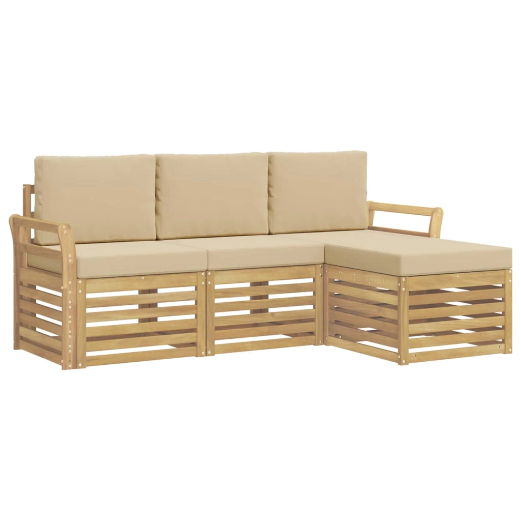 Set di divani da esterno 4 pcs Bianco e Beige 3391638