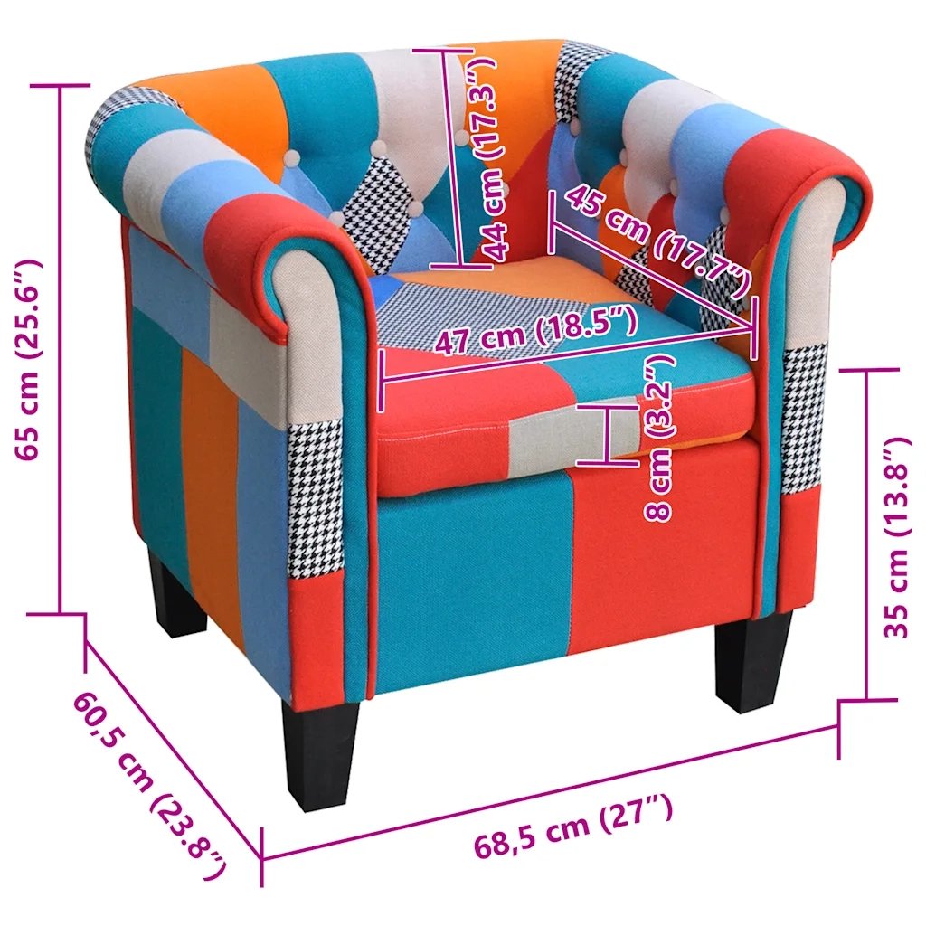 Poltrona con Design Patchwork in Tessuto 241027