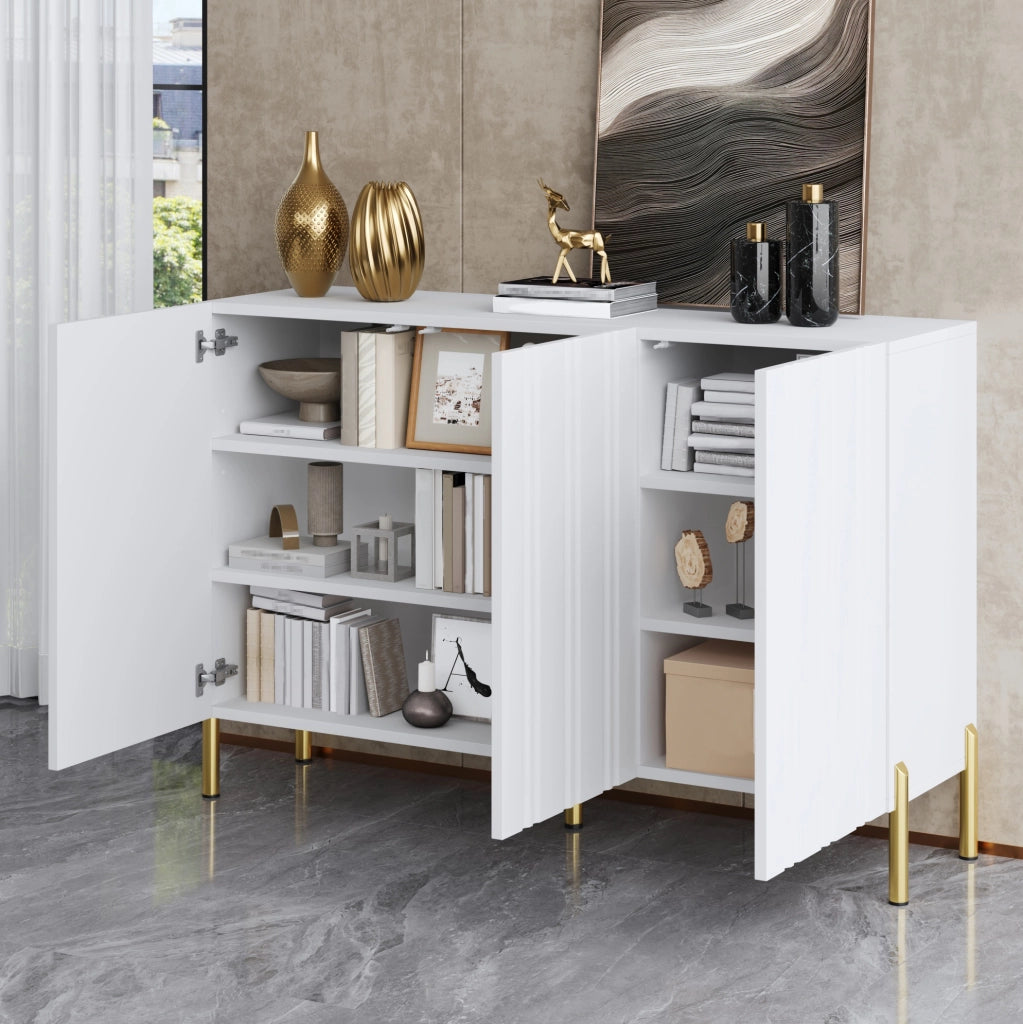 Sideboard 3 ante 120x35,5x80 cm con ripiani regolabili bianco HAVRYA