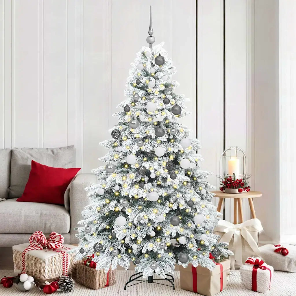 Albero di Natale | Decorazioni natalizie artificiale con 300 LED Bianco 180 cm PE e PVC