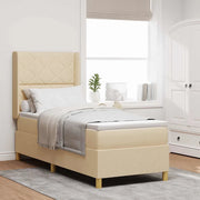 Letto a molle con materasso Crema 140 x 200 cm Tessuto