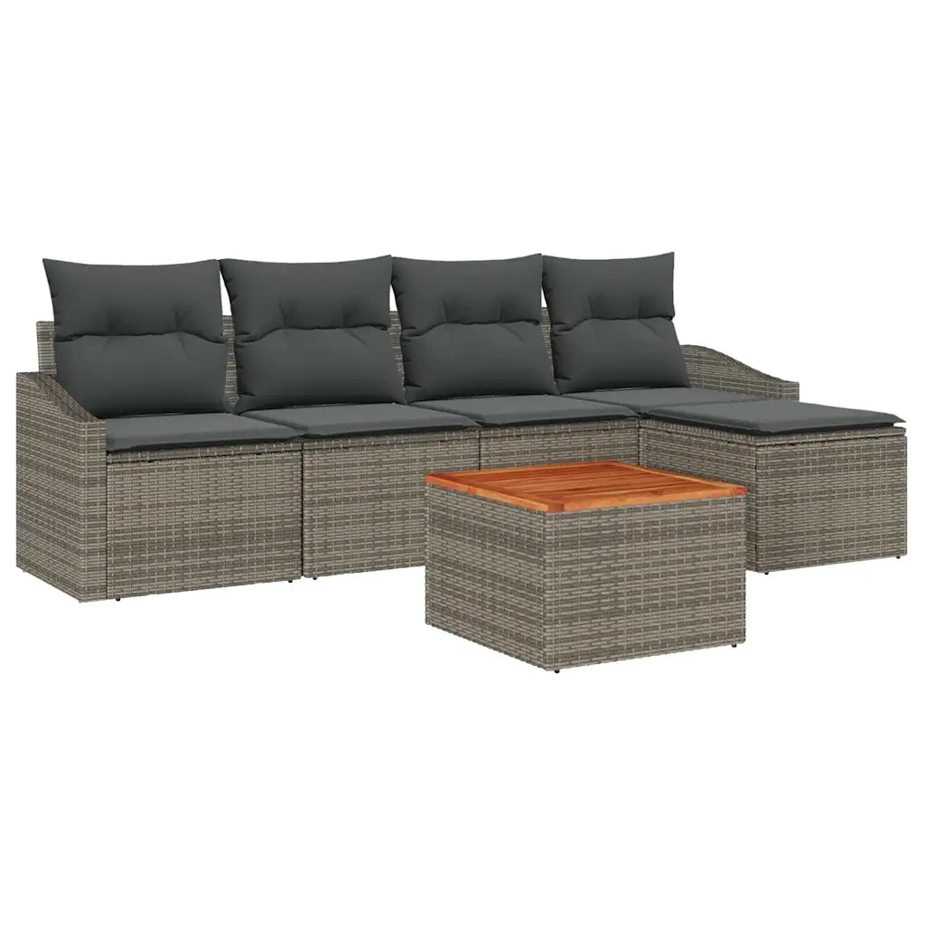 Set Divano da Giardino 6 pcs Grigio polyrattan