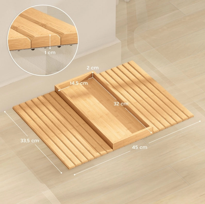 Vassoio da bracciolo ULEVR in bamb¨´ 45x33,5 cm con scomparto profondo, pieghevole, legno naturale