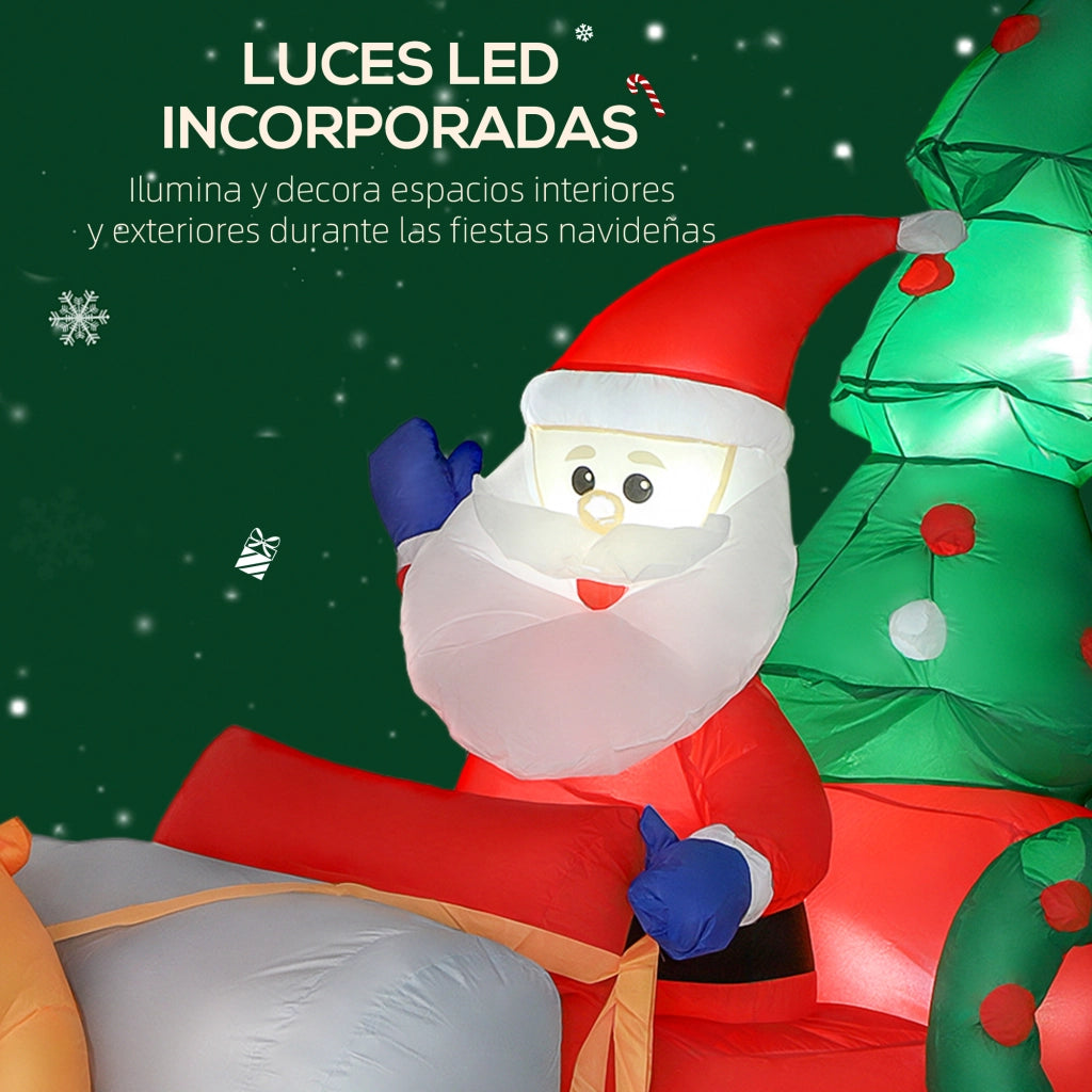 Pap¨¤ Noel Inflabile con Slitta e Renne ¨C zephmum ¨C 216x90x150 cm