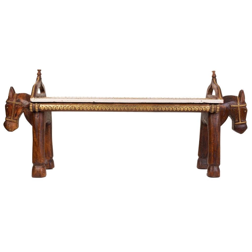 Sgabello in legno e metallo marrone 117x30,5x50h