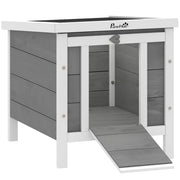 Kleintierstall Kleintierhaus mit Rampe Holz Grau