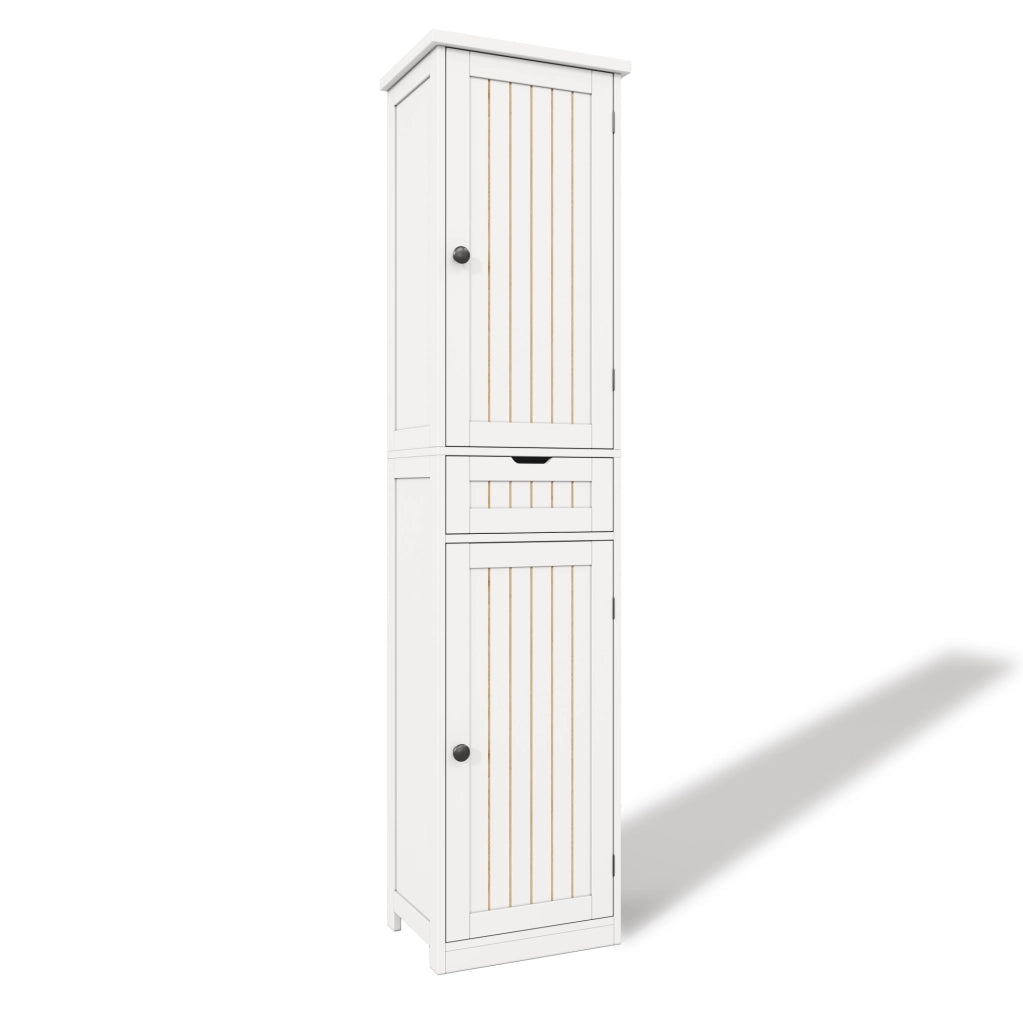 Mobile dispensa da cucina 170x40x30 cm in MDF bianco con 4 ripiani regolabili e sistema antiribaltamento