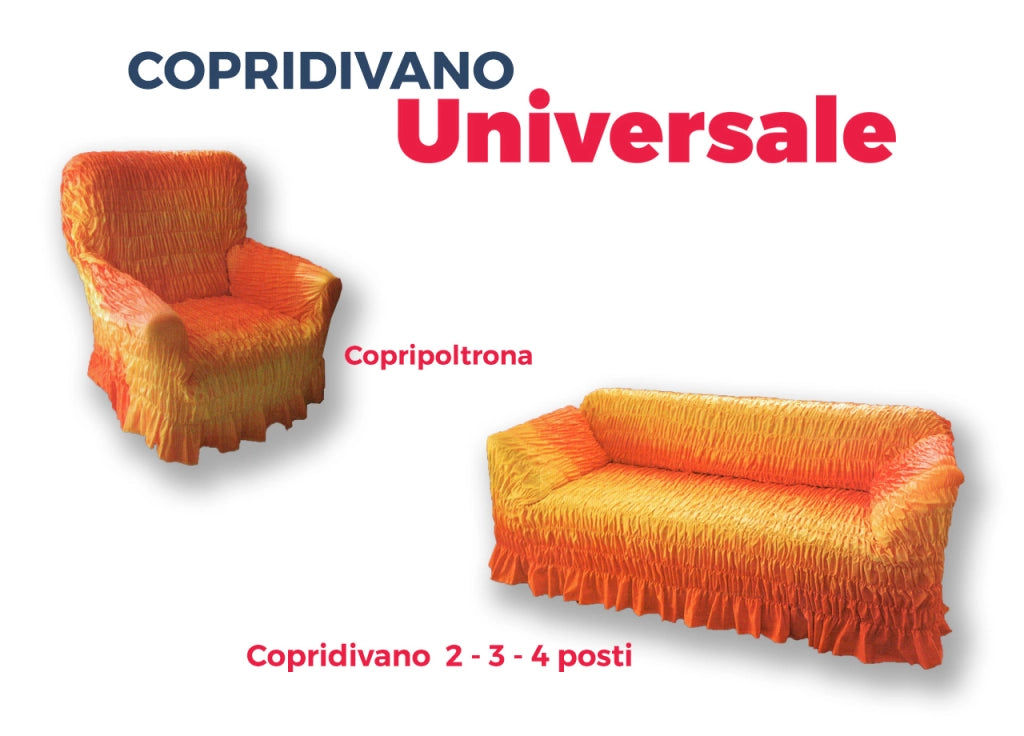 Copridivano Universale Arricciato Blu - 4 Posti - Blu