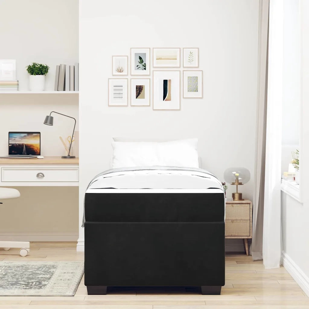 Struttura del letto con materasso Nero 100 x 200 cm Tessuto 3399274
