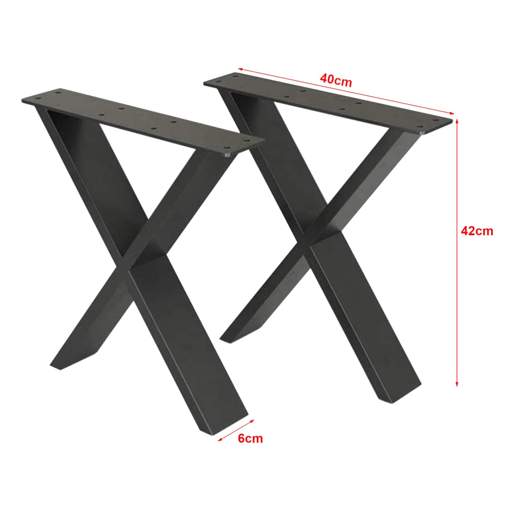 Set di 2 Gambe in Acciaio 'Maribo' a Forma di X per Mobili Fai da Te (AxL) 42 x 40 cm - Nero Opaco [en.casa]