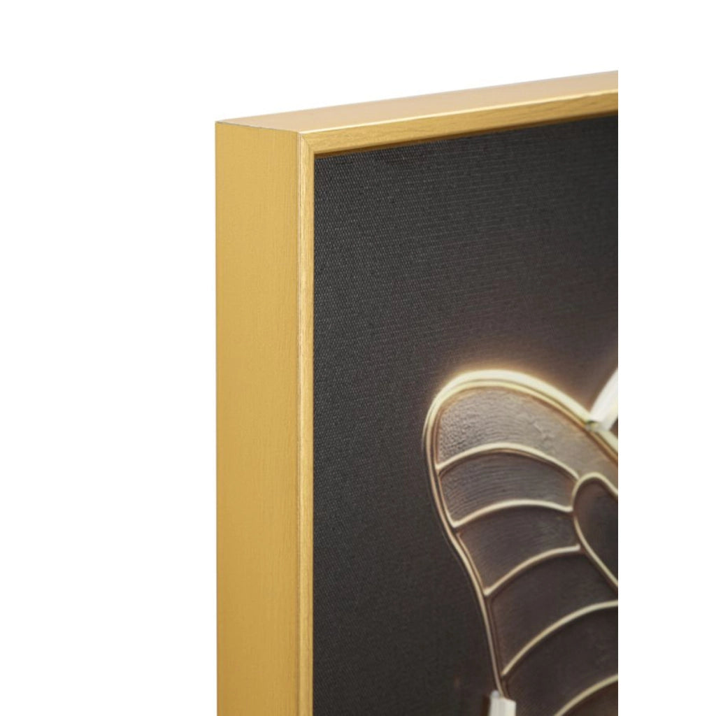 Stampa su Tela con Cornice e LED Farfalla 103, Multicolore, Tessuto, 50x4x50 cm