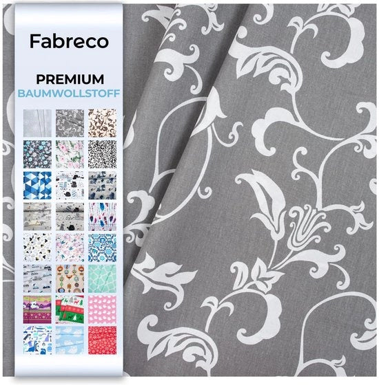 100% Tela di Cotone Premium per Metro 100x160cm - Grigio | 220 g/m - Soffice, Duraturo e Idrorepellente | Tessuti per Sartoria e Decorazione | Tessuti per Metro - Tela