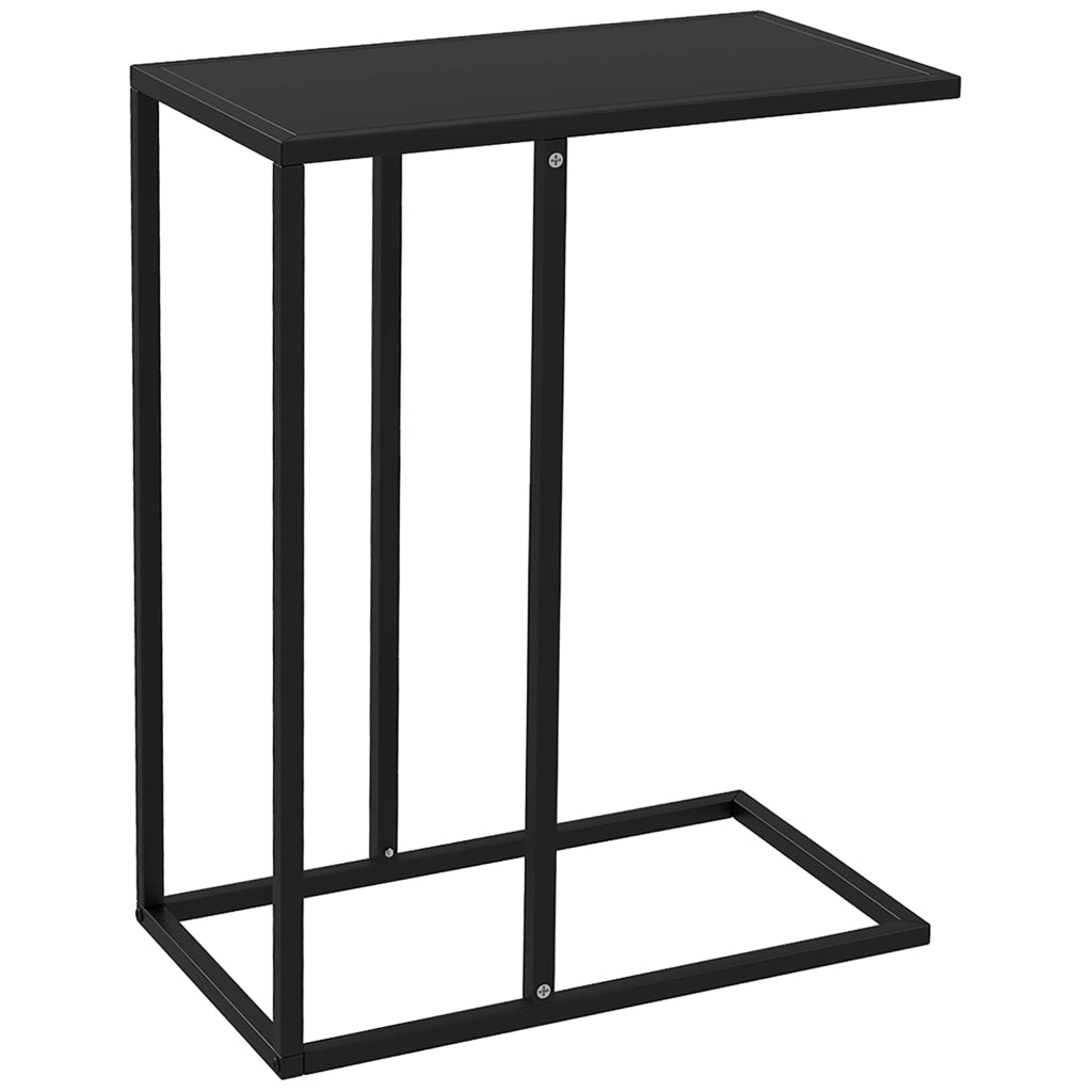 Tavolino laterale a C per divano e letto con piano per laptop struttura in acciaio nero 46 × 26 × 60 cm