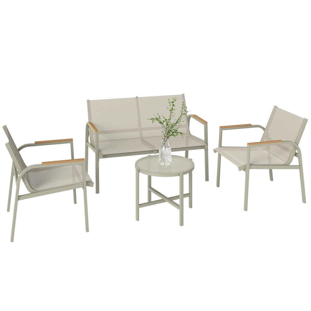Set da giardino con divano e sedie ¨C zephmum ¨C verde, metallo, 4 pezzi