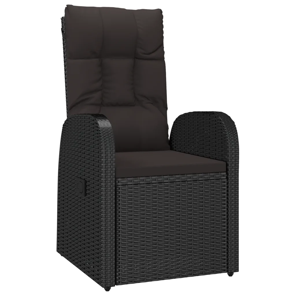 Set da Pranzo da Giardino 9 pz con Cuscini Nero in Polyrattan 3277638