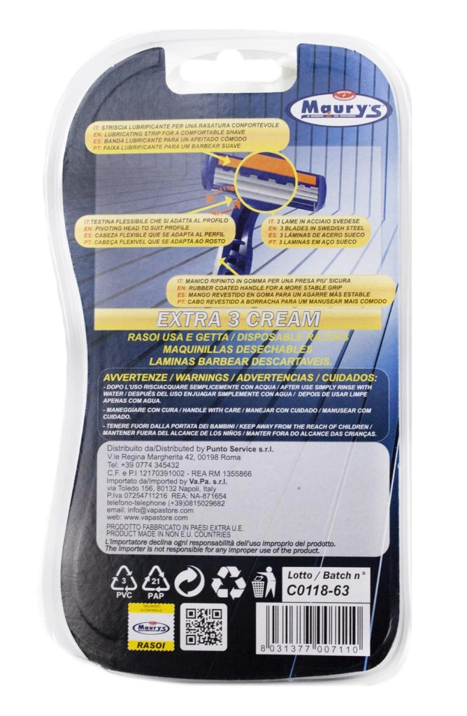 KIT SET 3 PZ MAURY'S LAMETTE EXTRA 3 CREAM MONOUSO 3 +1 UOMO
