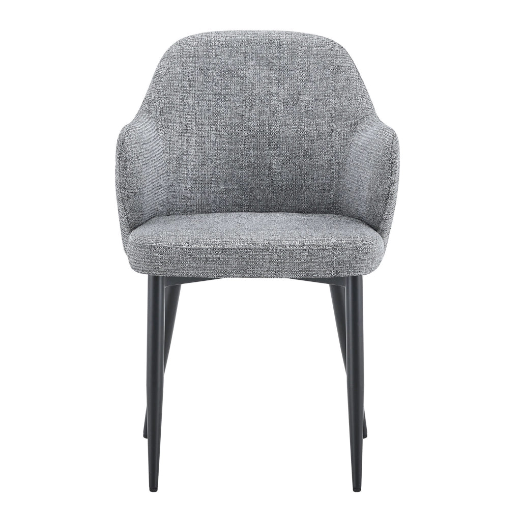 Set 2 Sedie da Pranzo in Tessuto Grigio con Gambe in Metallo a Croce, Altezza 83 cm