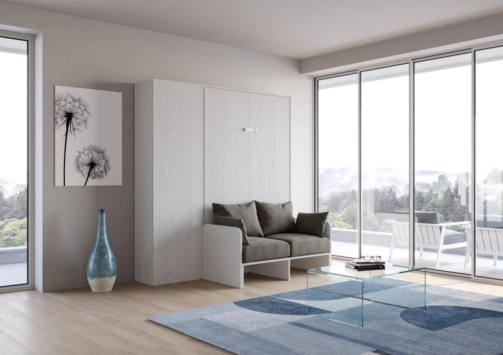 Letto Matrimoniale Francese a Scomparsa Salvaspazio con Sofà Kentaro H210 cm Bianco