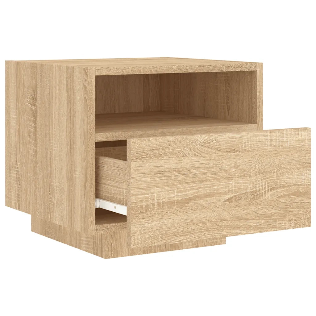 Comodino con Luci LED-Tavolino da notte Rovere Sonoma 40x39x37 cm