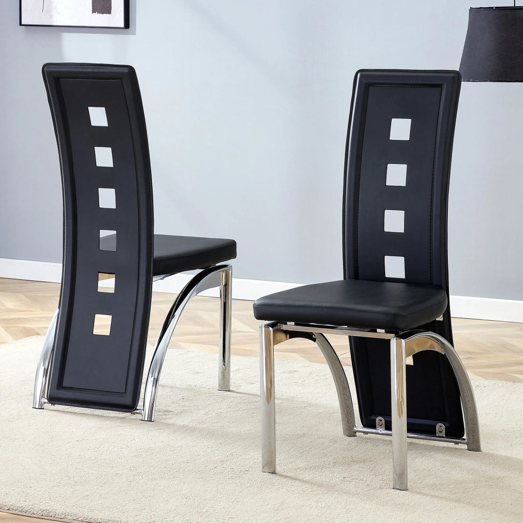 SEDIA DA PRANZO Set da 2 pezzi 102,5 cm PU nero metallo argento