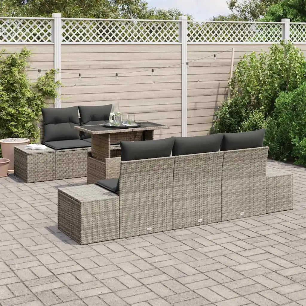 Set di divani con cuscino 6 pcs Grigio polyrattan