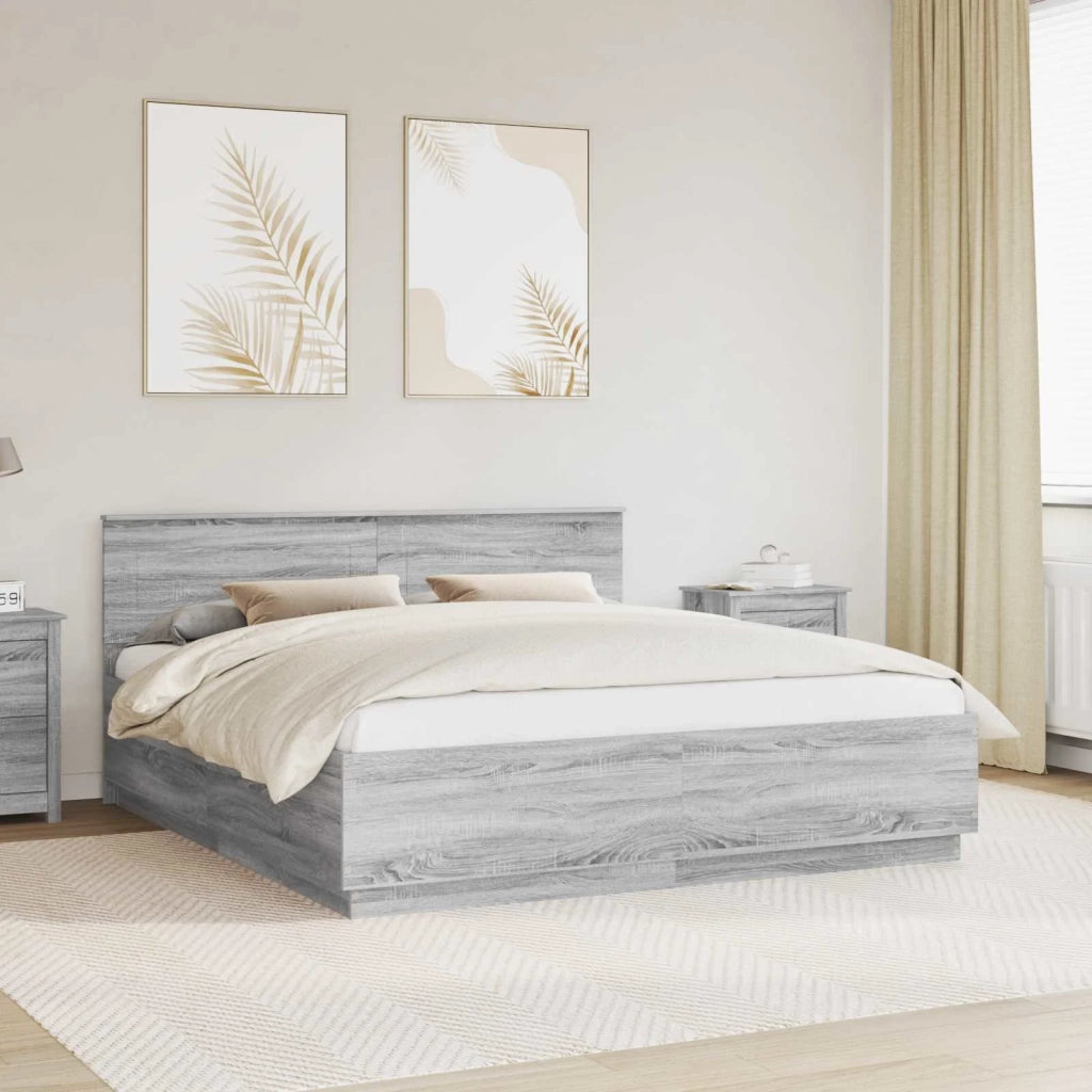 Struttura del letto con testiera Grigio Sonoma 180 x 200 cm 3408143