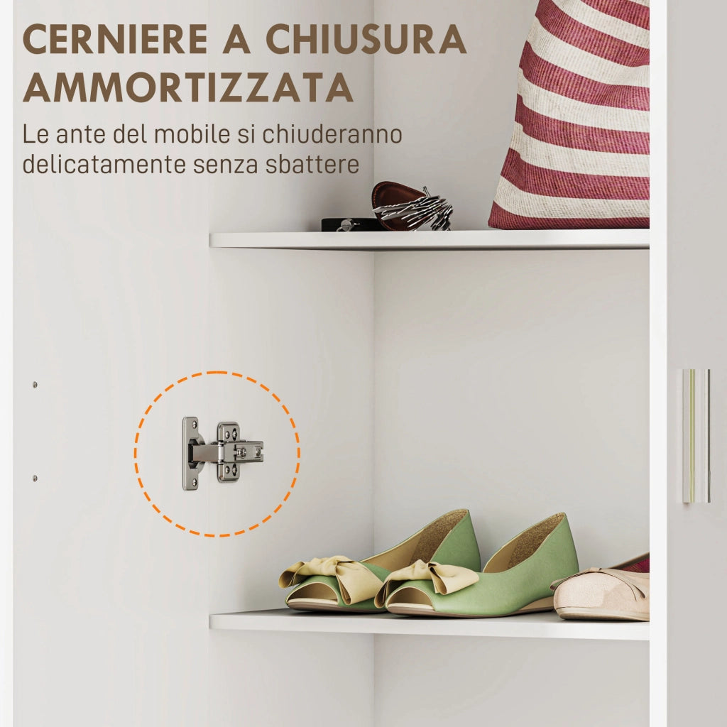 Cassettiera Moderna con 5 Ripiani Regolabili ¨C Minimal ¨C Legno, 60x31.5x165 cm, Bianco