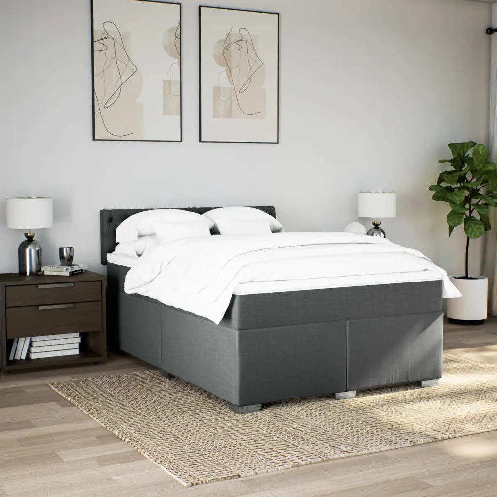 Giroletto a Molle con Materasso Grigio Scuro 140x190 cm Tessuto 3285891
