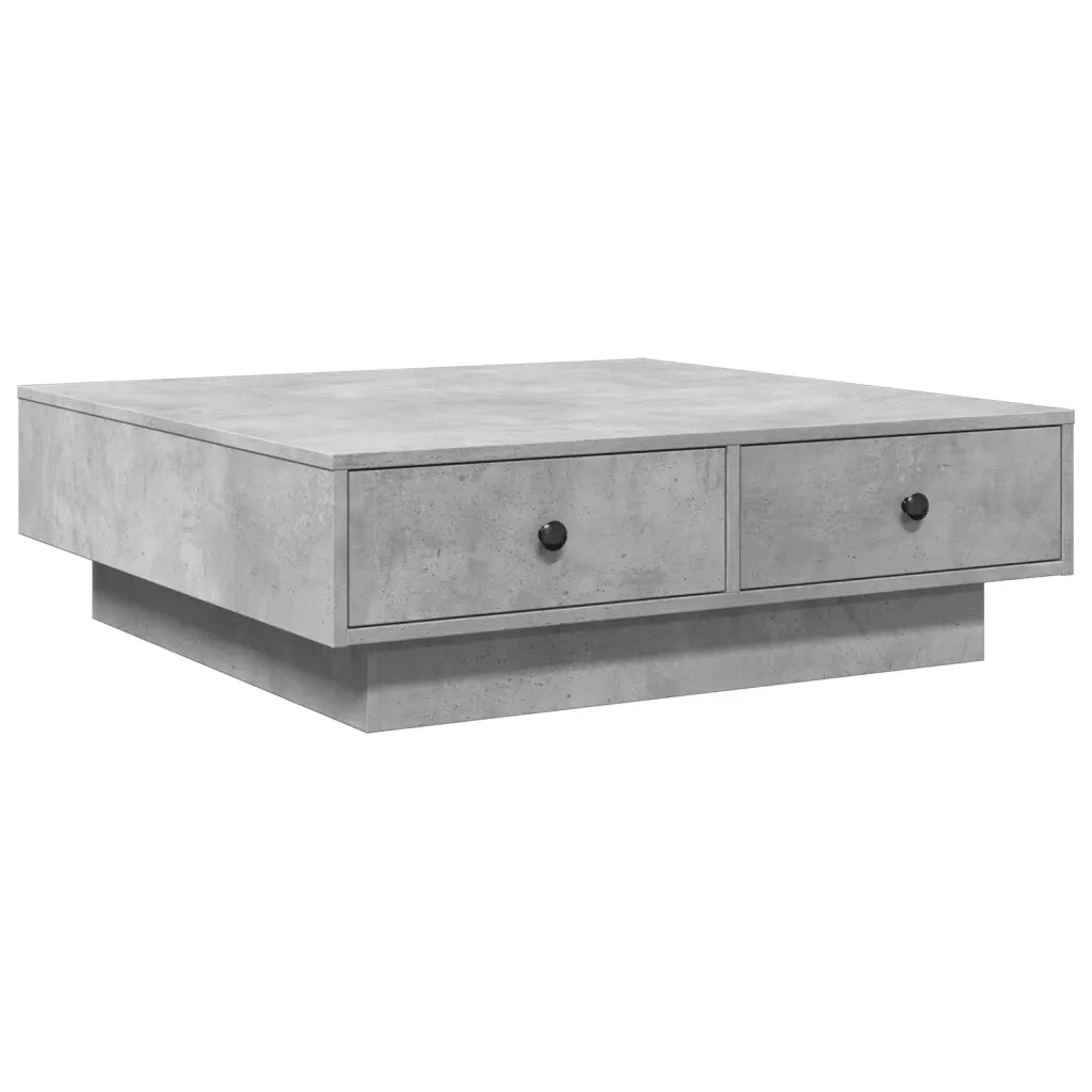Tavolino da Salotto-Tavolino da soggiorno-Tavolo Grigio Cemento 90x90x28cm Legno Multistrato 140481