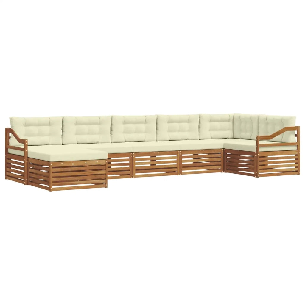 Set divani 7 pcs Naturale e Crema Legno di Acacia Massello 3373835
