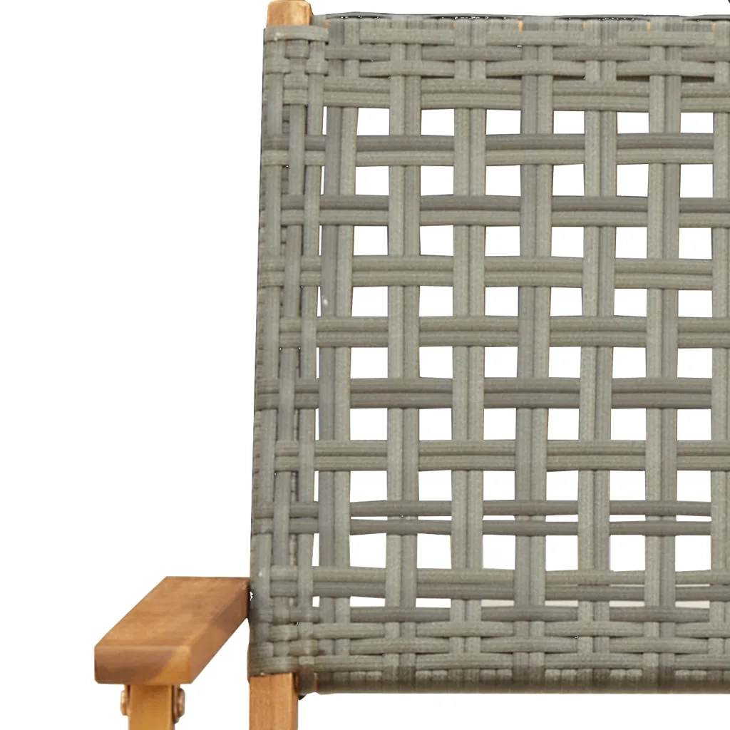 Sedie Giardino Pieghevoli 6 pz | Sedie da Esterno Grigie Polyrattan Legno Massello