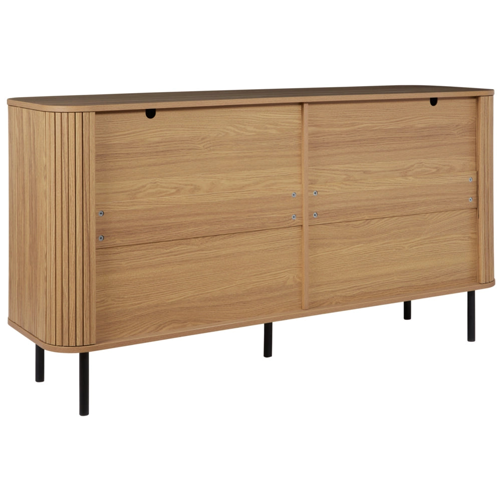 Cassettiera con 6 cassetti MDF legno chiaro gambe in metallo stile retrò