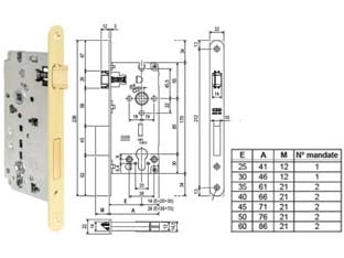 SERRATURA CON FORO CILINDRO SICUREZZA 2.0 BORDO TONDO OTTONATO LUCIDO- - mm.40 (B80851.40.03) - 1 pezzi AGB