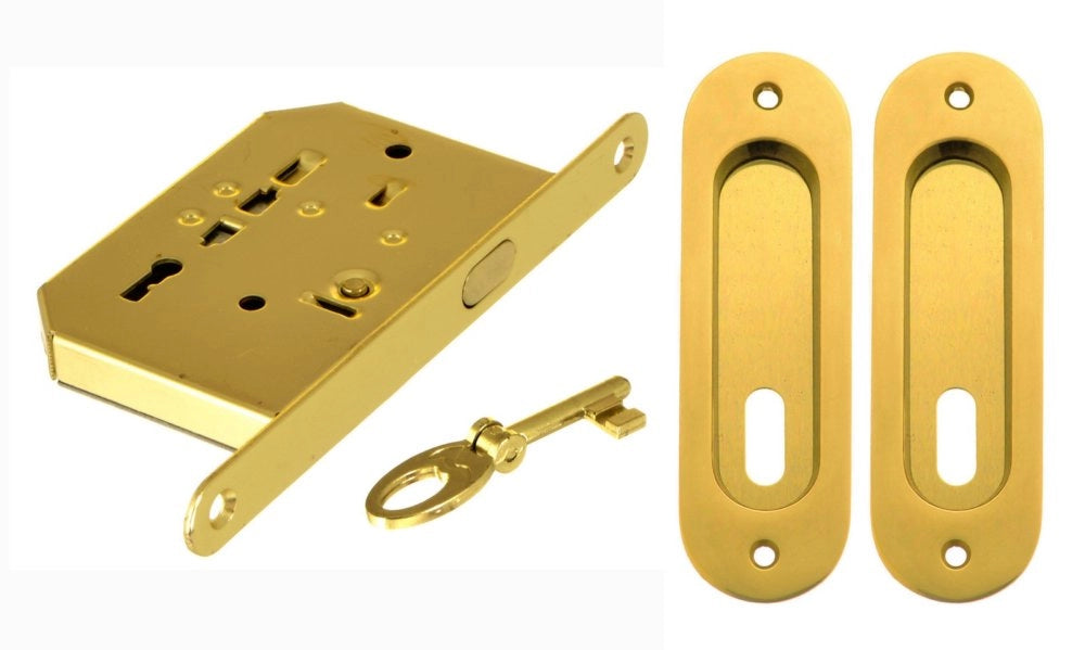 1pz kit x porte scorrevole con coppia nicchie ovale con chiave oro-lucido cod:ferx.24553.stock
