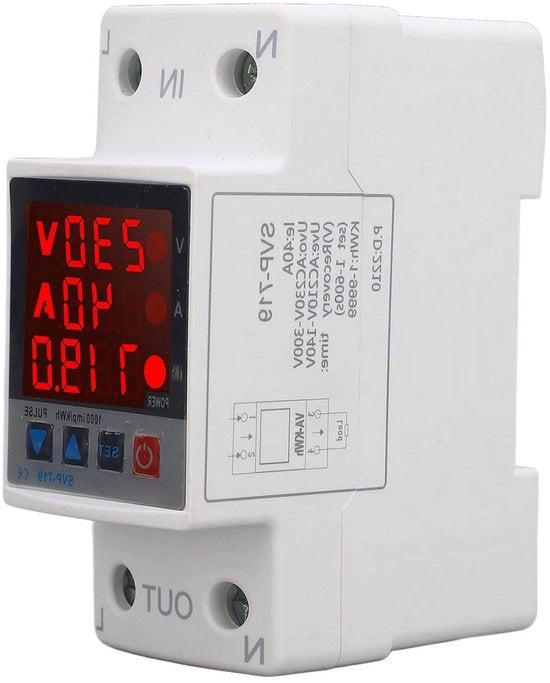Overspanningsbeveiligatore con protezione a bassa tensione intelligente - regolabile - sicuro per AC 220 V - per uso domestico - per contenitore di PC (40 A)