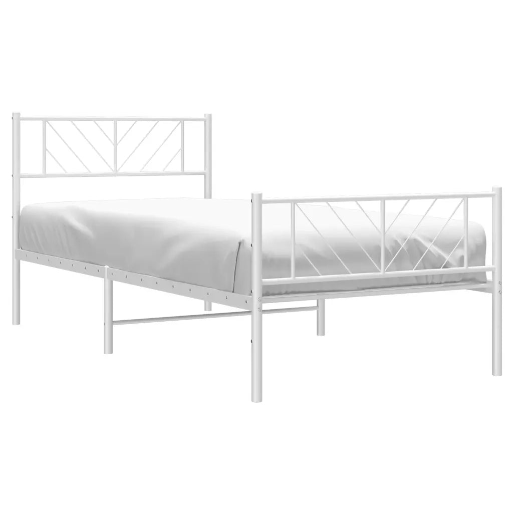 Giroletto con Testiera e Pediera Metallo Bianco 107x203 cm 372242