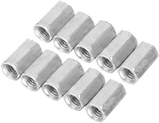 Zeskantmoer M8 - 10 pezzi - Acciaio inossidabile zincato - Alta resistenza - Resistente alla corrosione - Per accessori di fissaggio - Viti