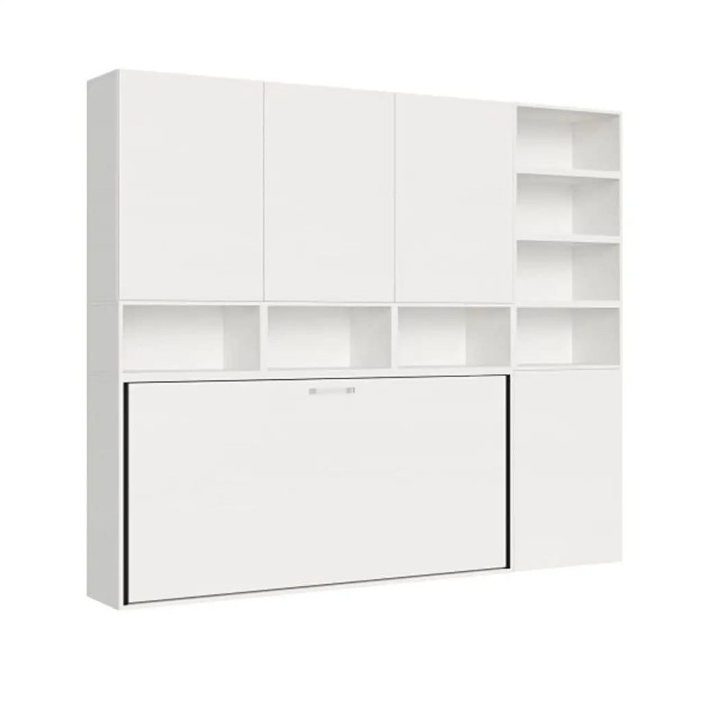 Letto singolo a scomparsa Kando comp.E con materasso bianco frassino