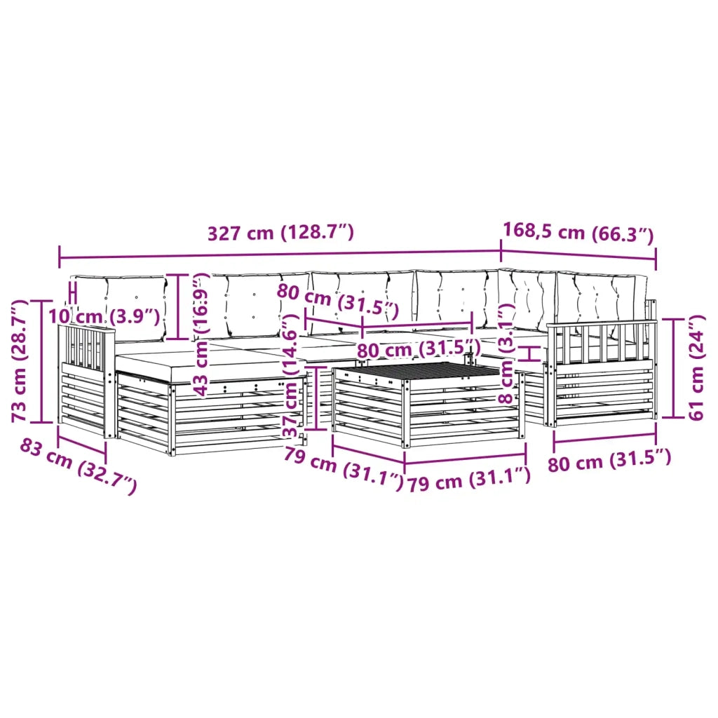 Set di divani da esterno 7 pz Bianco e Antracite 3390797
