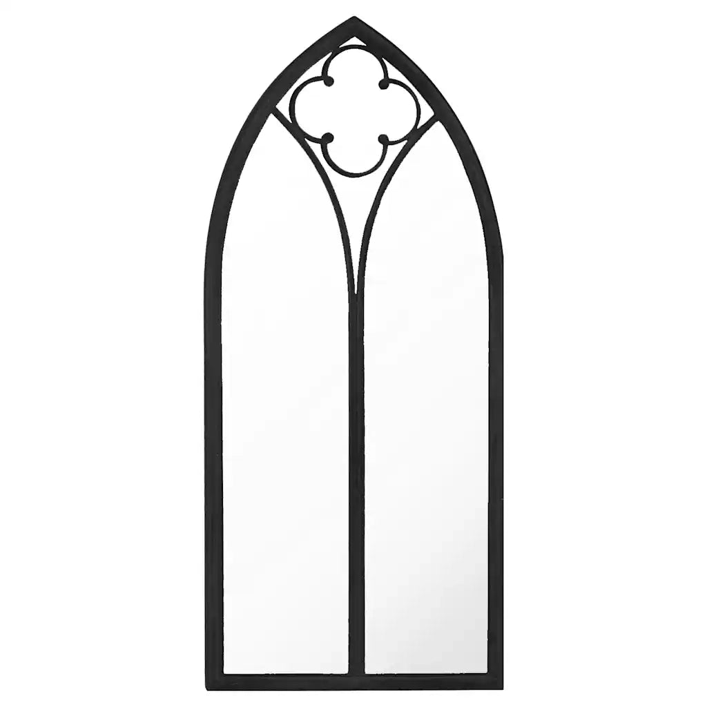 Specchio da Giardino-Specchio Decorativo-Specchio Esterno Nero 100x45 cm in Ferro per Uso Esterno 456061